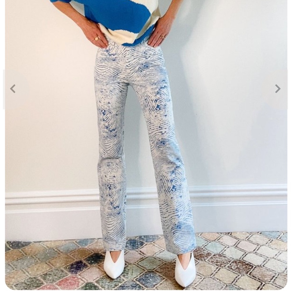 Paloma-Wool Huella High Waisted Organic Cotton Designer Blue & White Pants Small